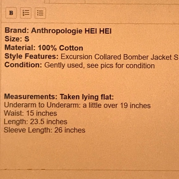 ANTHROPOLOGIE HEI HEI excursion collared bomber Sm - Picture 8 of 8